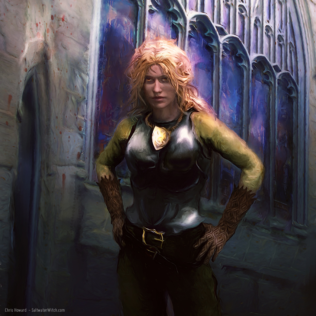 Sergeant Angua of the Ankh Morpork City Watch. She’s one of my favorite characters in Terry Pratchett’s Discworld books. Delphine Angua von Überwald is the only werewolf in the Watch–that we know of.